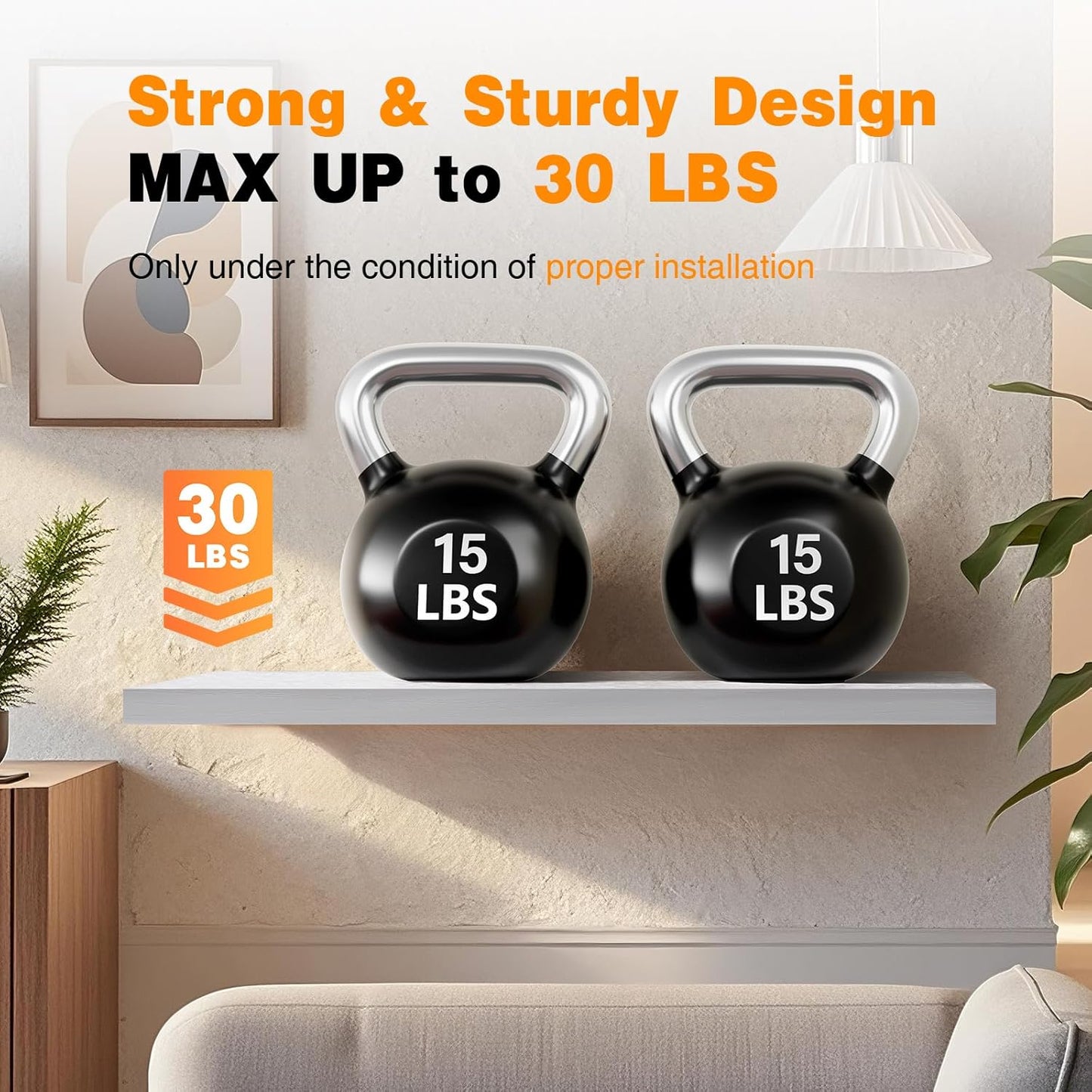 BAYKA Floating Shelves for Wall, Set of 3, Wall Mounted Rustic Wood Shelves for Bathroom, Bedroom, Living Room, Kitchen, Small Hanging Shelf for Books/Storage/Room Decor, Walnut-Like, 15.7in