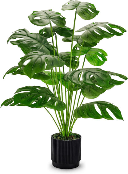 Der Rose 28" Fake Plants Large Artificial Monstera Faux Potted Plants Indoor Tall for Outdoor Living Room House Floor Front Porch Tree Decor
