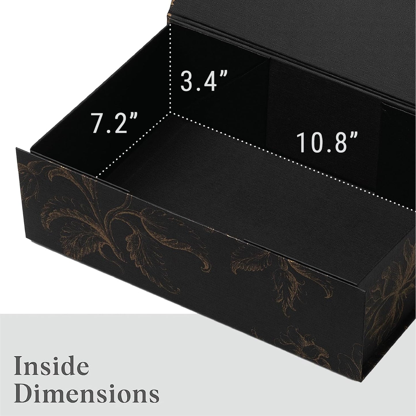 Luxury Keepsake Gift Box | Gold Floral Decorative Boxes with Magnetic Lids for Presents, Wedding Memory Box, and Bridal Gifts. 11.5" x 7.5" x 3.5"