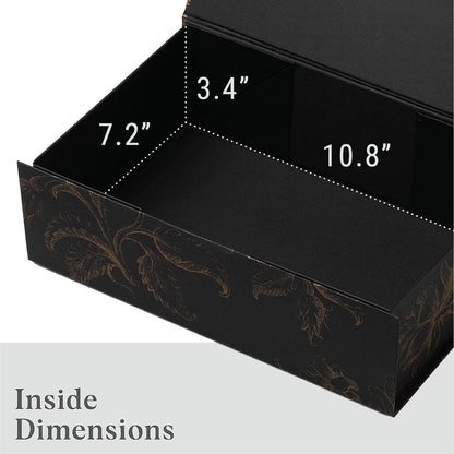 Luxury Keepsake Gift Box | Gold Floral Decorative Boxes with Magnetic Lids for Presents, Wedding Memory Box, and Bridal Gifts. 11.5" x 7.5" x 3.5"