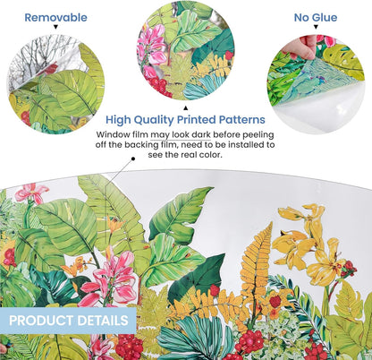 ADD.HERES Window Privacy Film,Colorful Floral Window Stickers,Removable DIY Bouquet Static Clings, Decals for Home School Office Party Supplies, Wildflower Reverie‌, 17.5 x 78.7 in