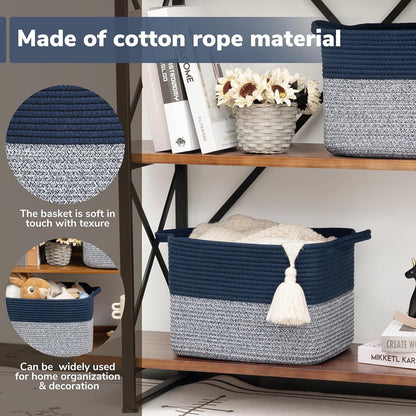 Goodpick Cube Storage Bins - Towel, Book, Cloth, Shoes, Closet Shelf Woven Baskets for Office, Baby Laundry, Toys, 13''x10''x9''