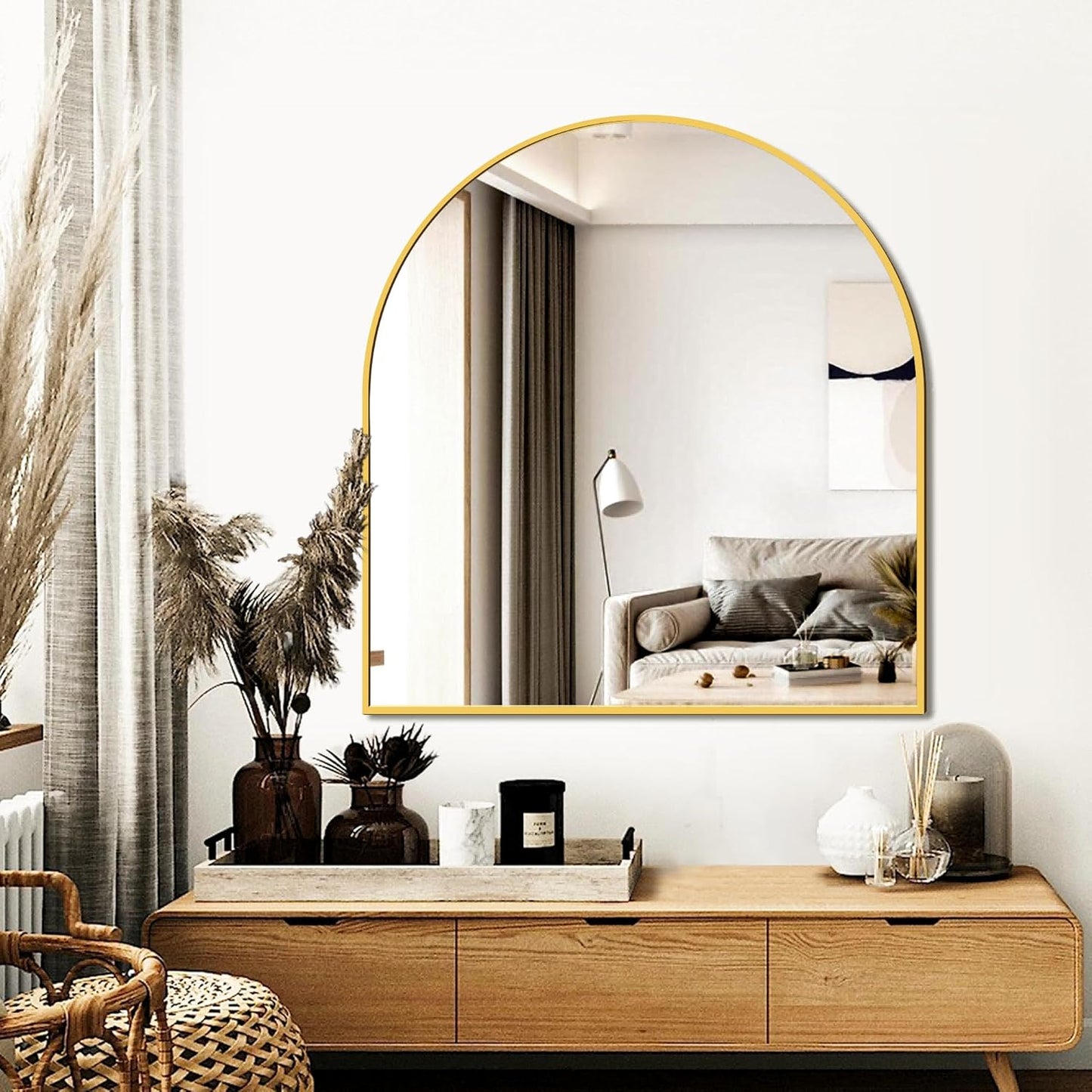 FICTOR Bathroom Mirror for Wall, Arched Vanity Bathroom Mirror for Over Sink, Metal Framed with HD Shatter-Proof Glass for Entryway, Living Room,Bedroom(2 Pack 24” x 36”, Black)