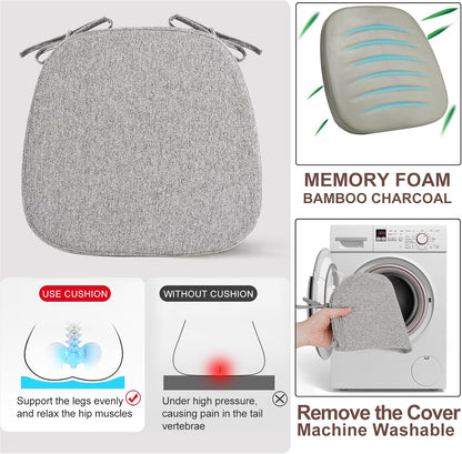 SINOSSO 1 Pack Memory Foam Chair Cushions for Dining Chair, Friendly Woven Fabric 16" U-Shape Comfortable Kitchen Chair Pad, Removable Slip Resistant Seat Cushion (1 Piece, Blue)