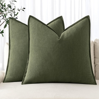 MIULEE Decorative Linen Euro Sham Pillow Covers 26x26 Cream White Boho Farmhouse Neutral Couch Throw Pillows for Bed Pack of 2 Accent Modern Pillowcase Sofa Livingroom Home Decor