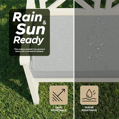 Outdoor Bench Cushion, Water-Resistant & Fade-Resistant, Porch Swing Cushions with Ties, Patio Furniture Seat Pads for Garden Loveseat Settee, Removable Cover Non-Slip Bottom, 48 x 16 Inch, Natural
