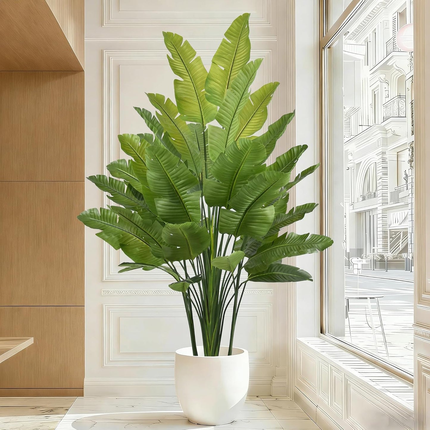 Bird of Paradise Plant Artificial 7.5FT - Tall Faux Plants Indoor with 34 Lifelike Leaves Trunks, 96" Large Fake Tropical Floor Plant for Home Office Living Room Bedroom Indoor Decor