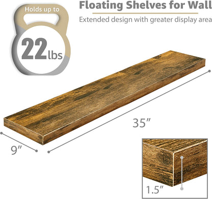 Sorbus Floating Shelves for Wall - 48 Inch Long Bathroom Shelves, Wall Decor for Bedroom, Kitchen, Living Room & Book Storage - Mounted Floating Shelf with Invisible Brackets (Maple Wood, 2 Pack)
