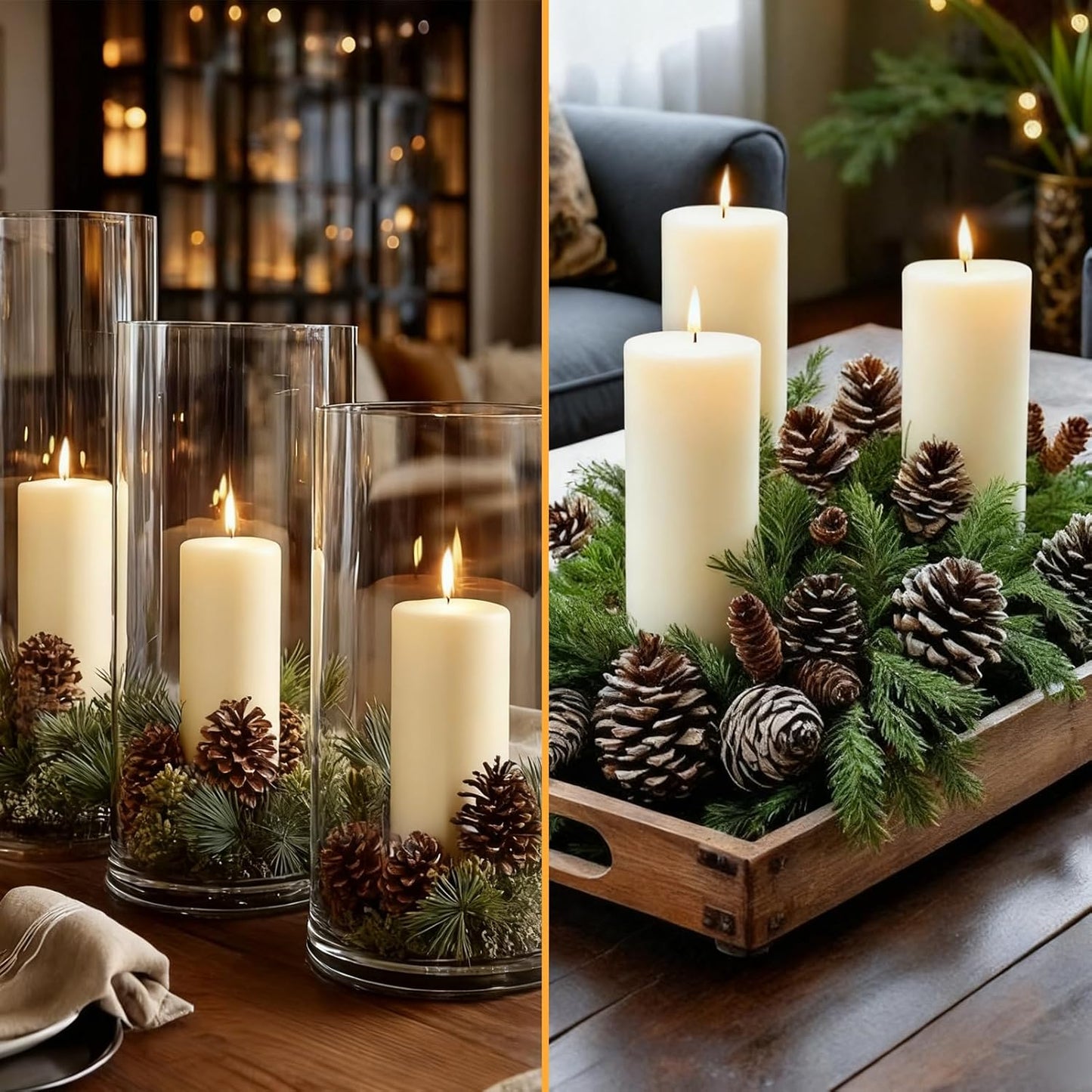 Unscented Ivory Pillar Candles Set of 6-2.8x4 inch - Dripless and Smokeless Large Pillar Candles, 50-Hours Long Burning Time Paraffin Candle for Dinner Table, Christmas and Home Decor