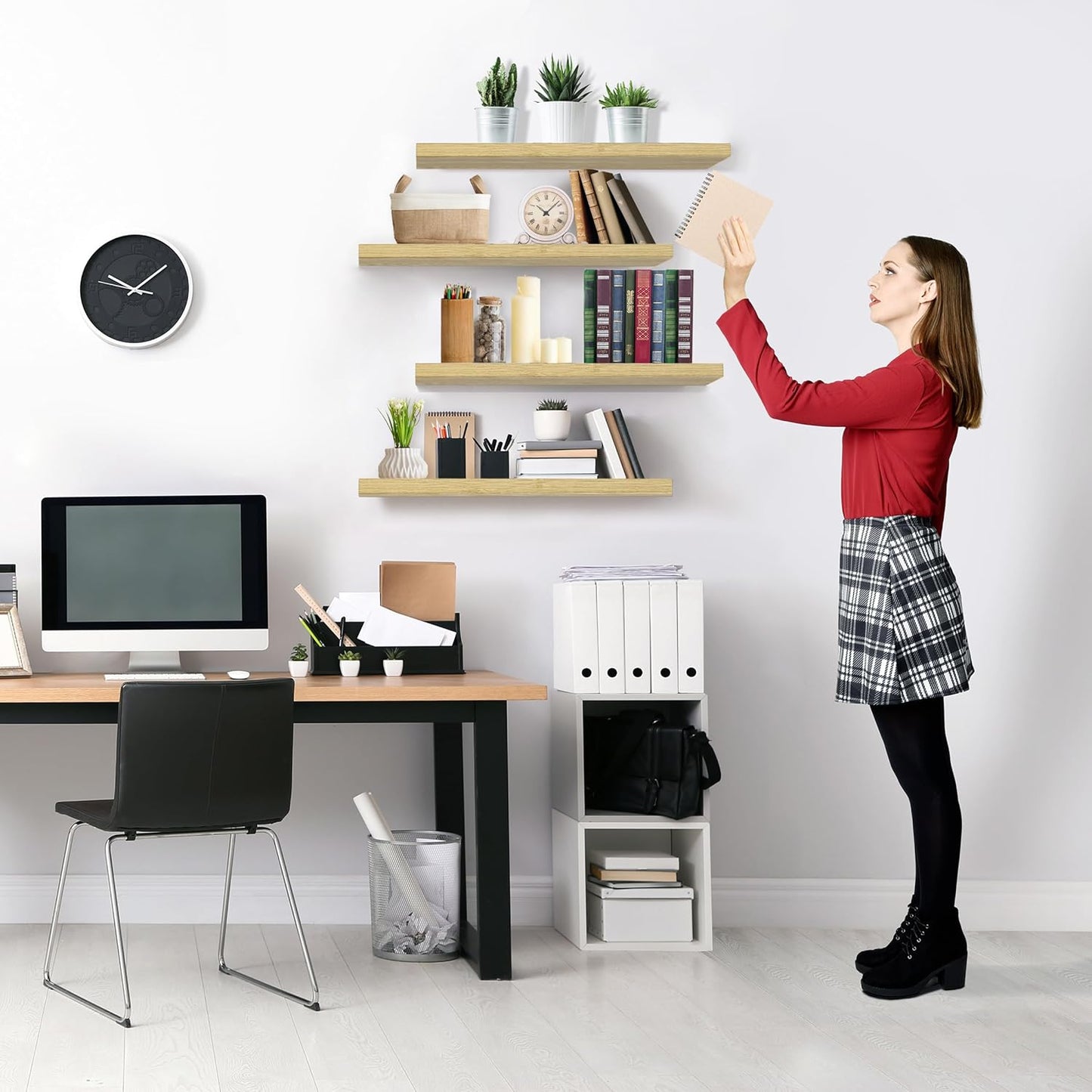 Sorbus Floating Shelves for Wall - 24" Bathroom Shelves, Wall Decor for Bedroom, Kitchen, Living Room, Home Decor & Book Storage - Mounted Floating Shelf with Invisible Brackets (White, 2 Pack)