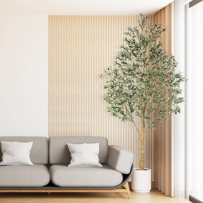 Realead Faux Olive Tree 7ft - Realistic Tall Olive Trees Artificial Indoor - Large Fake Olive Tree with Natural Wood Trunk and Lifelike Leaves - Artificial Olive Tree for Home Office Decor