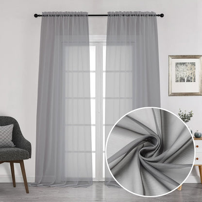 Chyhomenyc Sheer White Valances for Windows 2 Pack, Small Window Curtains for Living Room Bathroom Cafe Laundry Basement, Modern Top Dual Rod Pocket Voile Curtain, 42W x 14L inches, White - Colors C