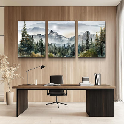 MHARTK66 Wall Art for Living Room Modern Wall Decor for Bedroom Office Decor Abstract Mountain Forest Landscapes Ink Painting 3 Piece Framed Canvas Art Prints Ready to Hang Wall Pictures Home Decor