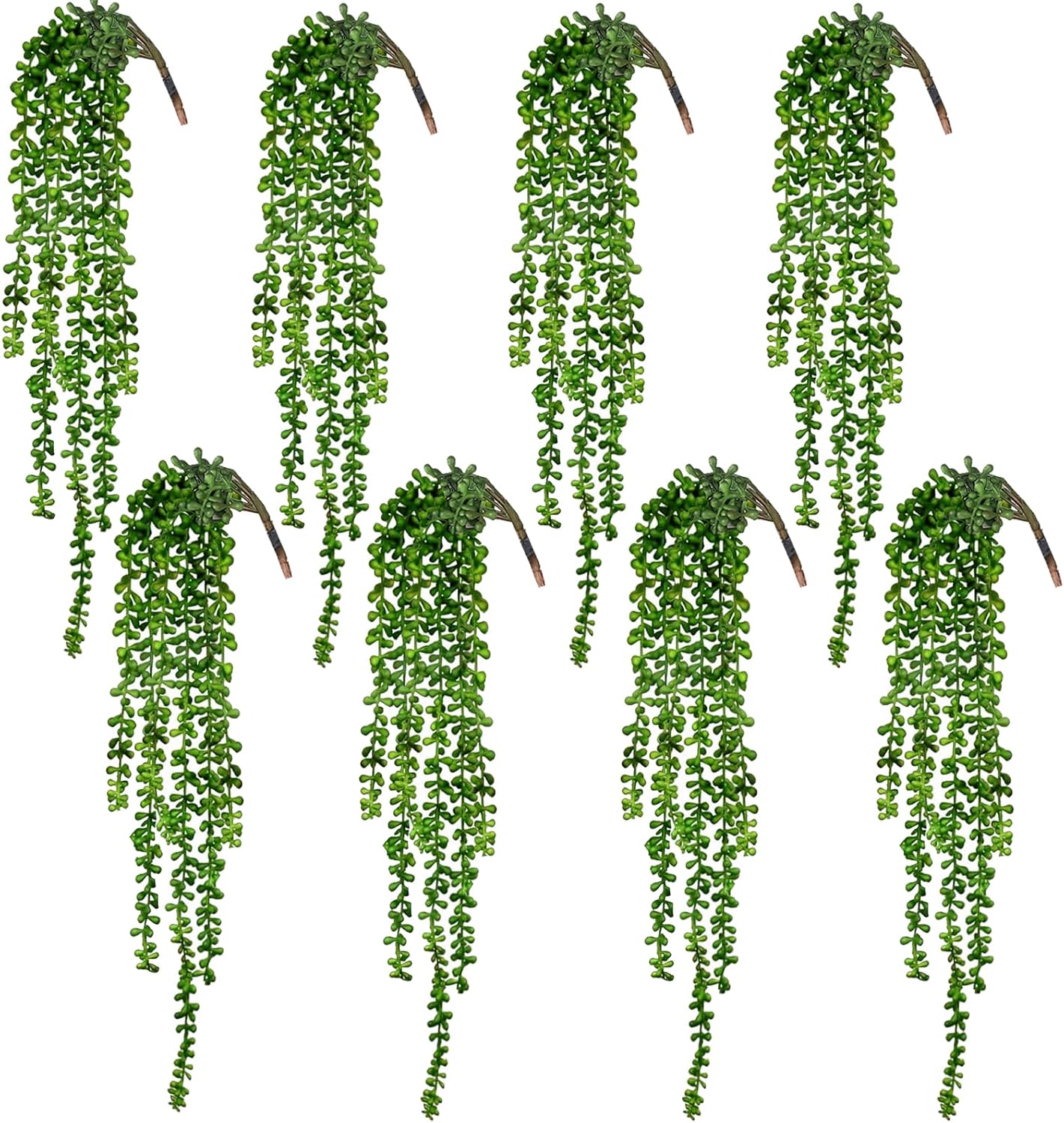 CEWOR 4pcs Fake Hanging Plants, String of Pearls Artificial Hanging Succulents Greenery Wall Backdrop Decor, Artificial Plants Indoor for Home Garden Outdoor Decoration
