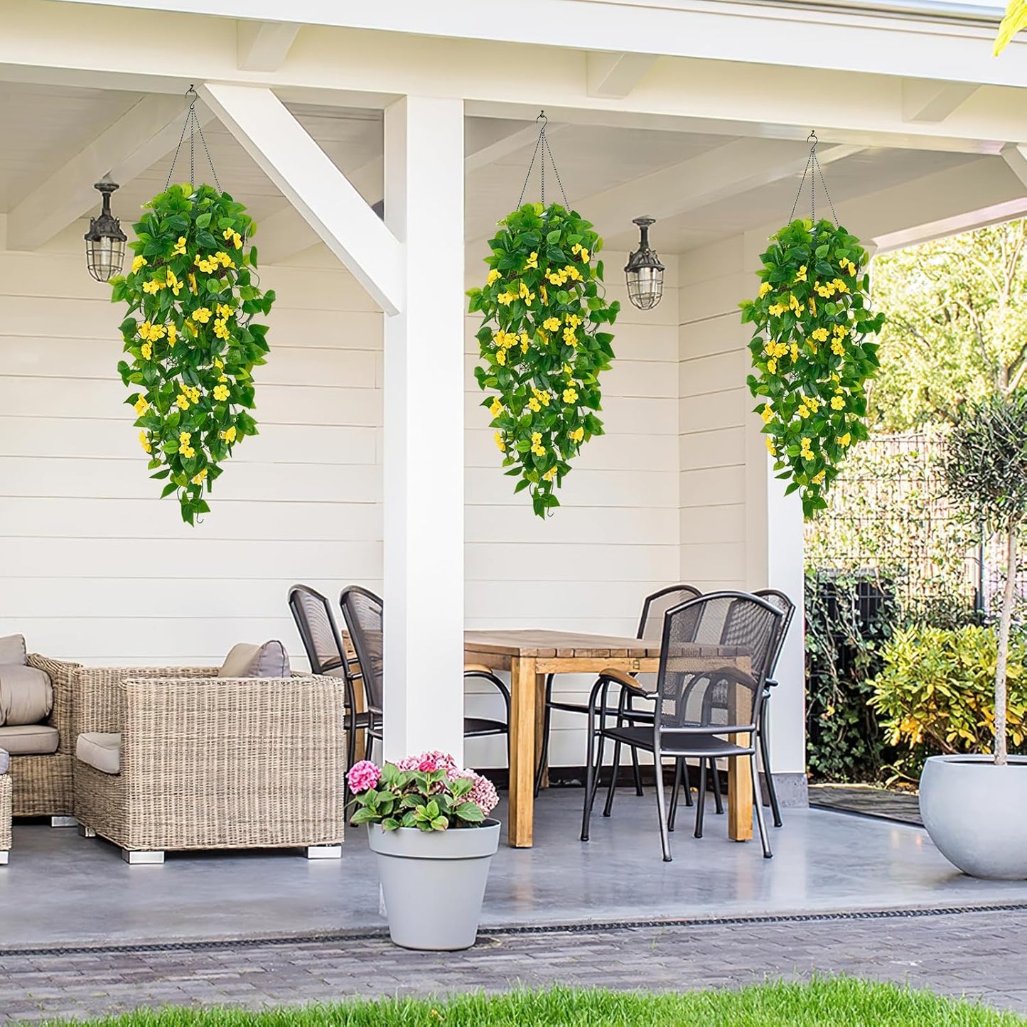 BLEUM CADE Fake Hanging Plants, 2pcs Artificial Pothos Vines Greenery for Wall Home Living Room Office Indoor Outdoor Decor (No Baskets)