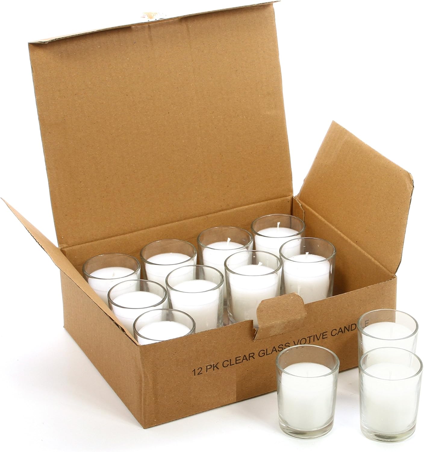48-Pack Clear Glass Votive Candles – 10–12 Hour Long Burn, Unscented, Ivory, Bulk Set for Weddings, Events & Table Centerpieces – Hosley