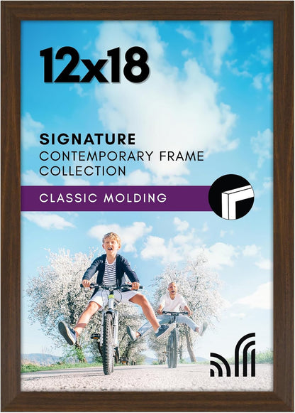 Americanflat 12x18 Poster Frame with Shatter-Resistant Glass - Signature Collection - Gallery-Style Frames Made of Engineered Wood - Photo Frame for Wall Display - Black - Colors B