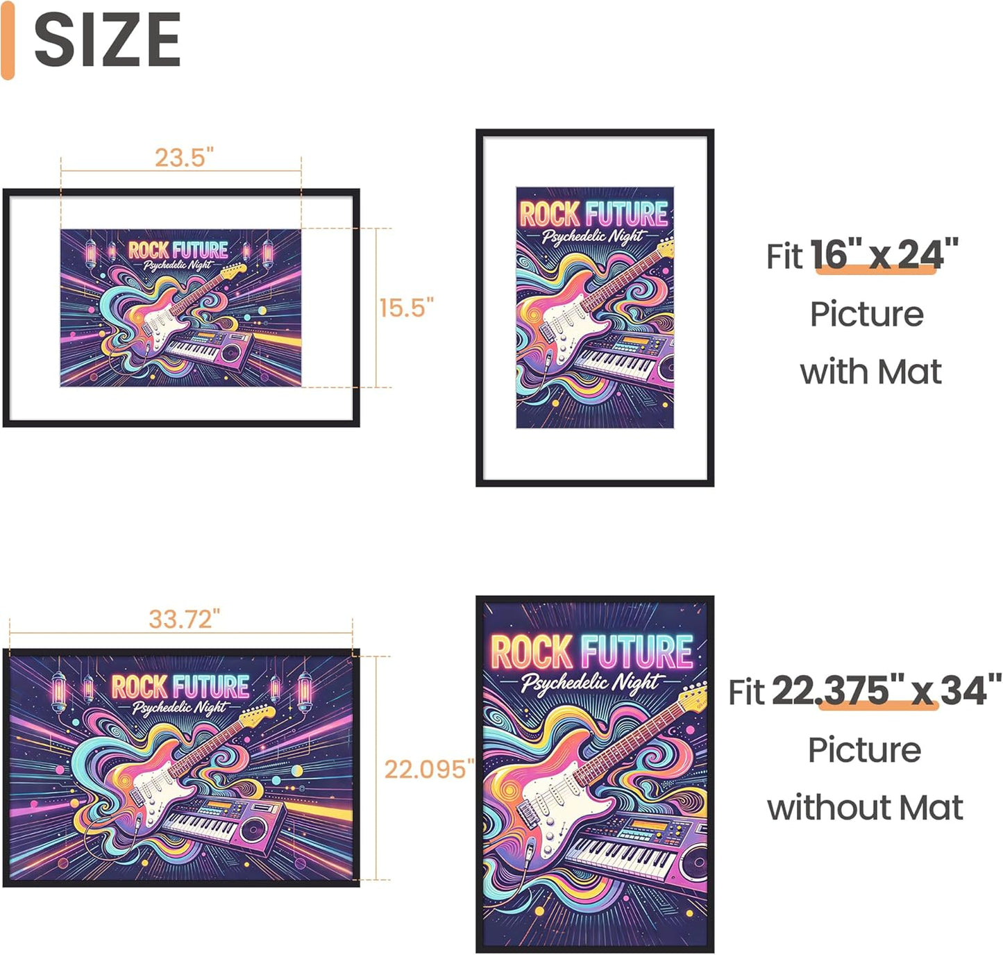 upsimples 8x10 Picture Frame, Display Pictures 5x7 with Mat or 8x10 Without Mat, Wall Hanging Photo Frame, Black, 1 Pack - Colors B