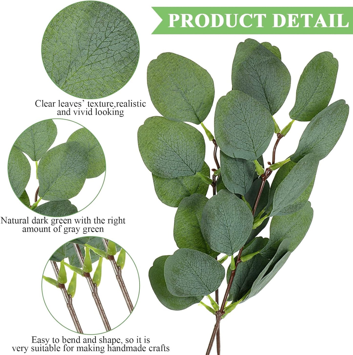 WILLBOND 30 Pieces Eucalyptus Stems Artificial Leaf Stem Faux Long Eucalyptus Artificial Greenery Leaves for Wedding, Office, Holiday, Home, Garden, Greens Decor