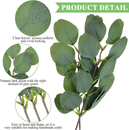 WILLBOND 30 Pieces Eucalyptus Stems Artificial Leaf Stem Faux Long Eucalyptus Artificial Greenery Leaves for Wedding, Office, Holiday, Home, Garden, Greens Decor