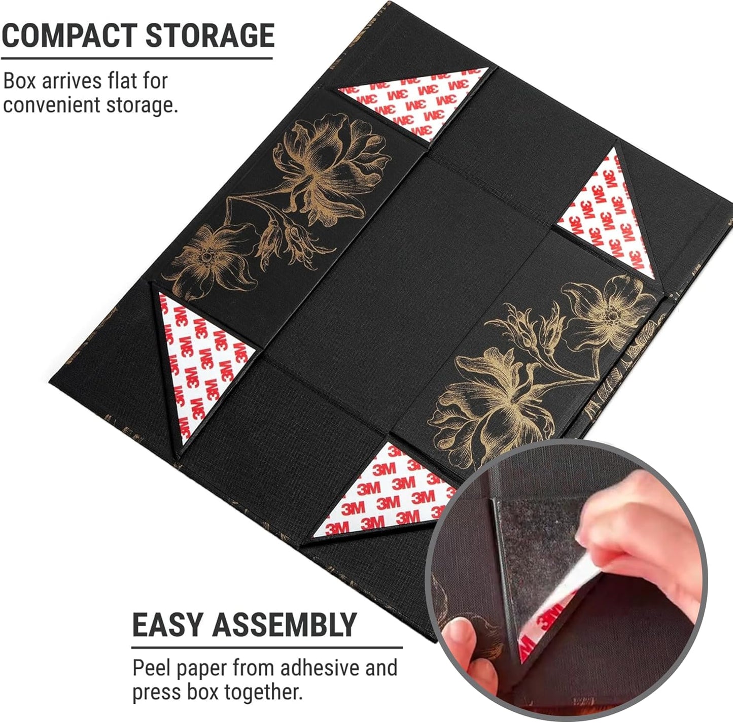 Luxury Keepsake Gift Box | Gold Floral Decorative Boxes with Magnetic Lids for Presents, Wedding Memory Box, and Bridal Gifts. 11.5" x 7.5" x 3.5"