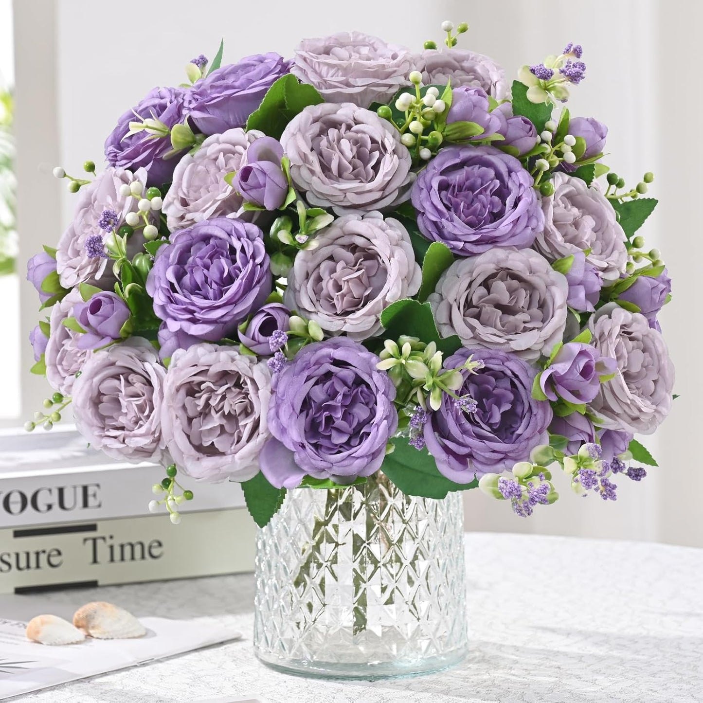 MARTINE MALL 2 Packs Peonies Artificial Flowers, Light Pink Artificial Peonies, Silk Peonies Flowers Fake Peonies Artificial Flowers Peonies Bouquet for Centerpiece Table Wedding Party Home Decor