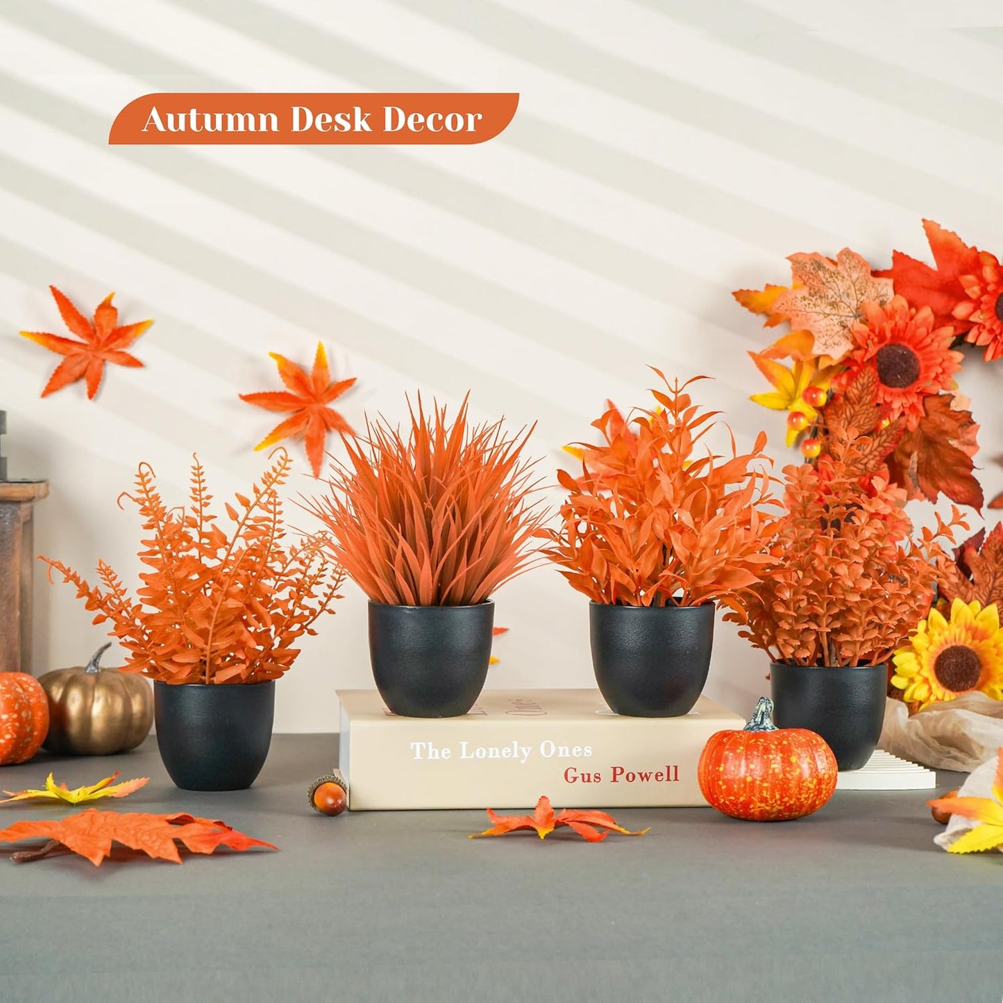 Der Rose Fake Plants 4 Packs Artificial Plants Small Faux Plants Black Bathroom Accessories for Halloween Bathroom Home Kitchen Coffee Table Office Desk Decor Indoor