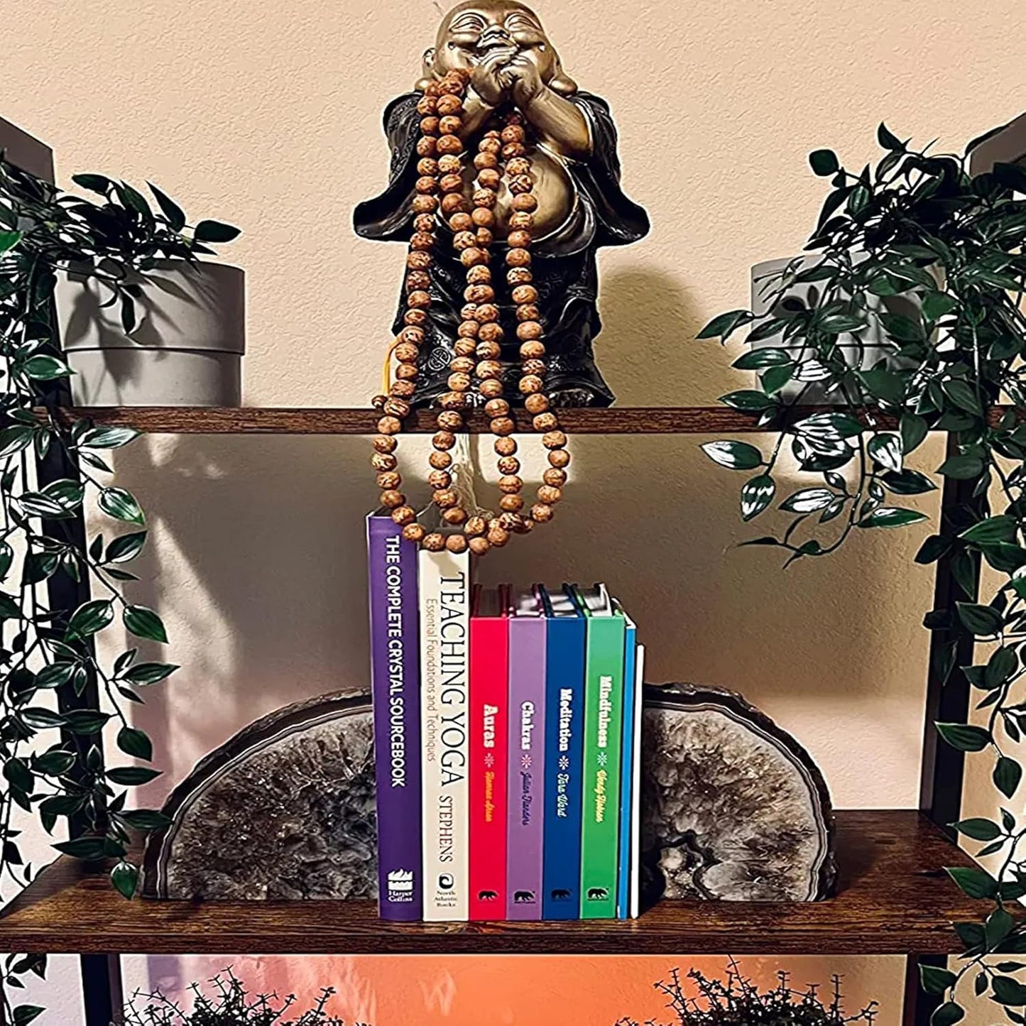JIC Gem Dyed Blue Agate Bookends Geode Decorative Book Ends for Heavy Books with Rubber Bumpers for Office and Home Decoration Polished Small Size 2 to 3 Lbs