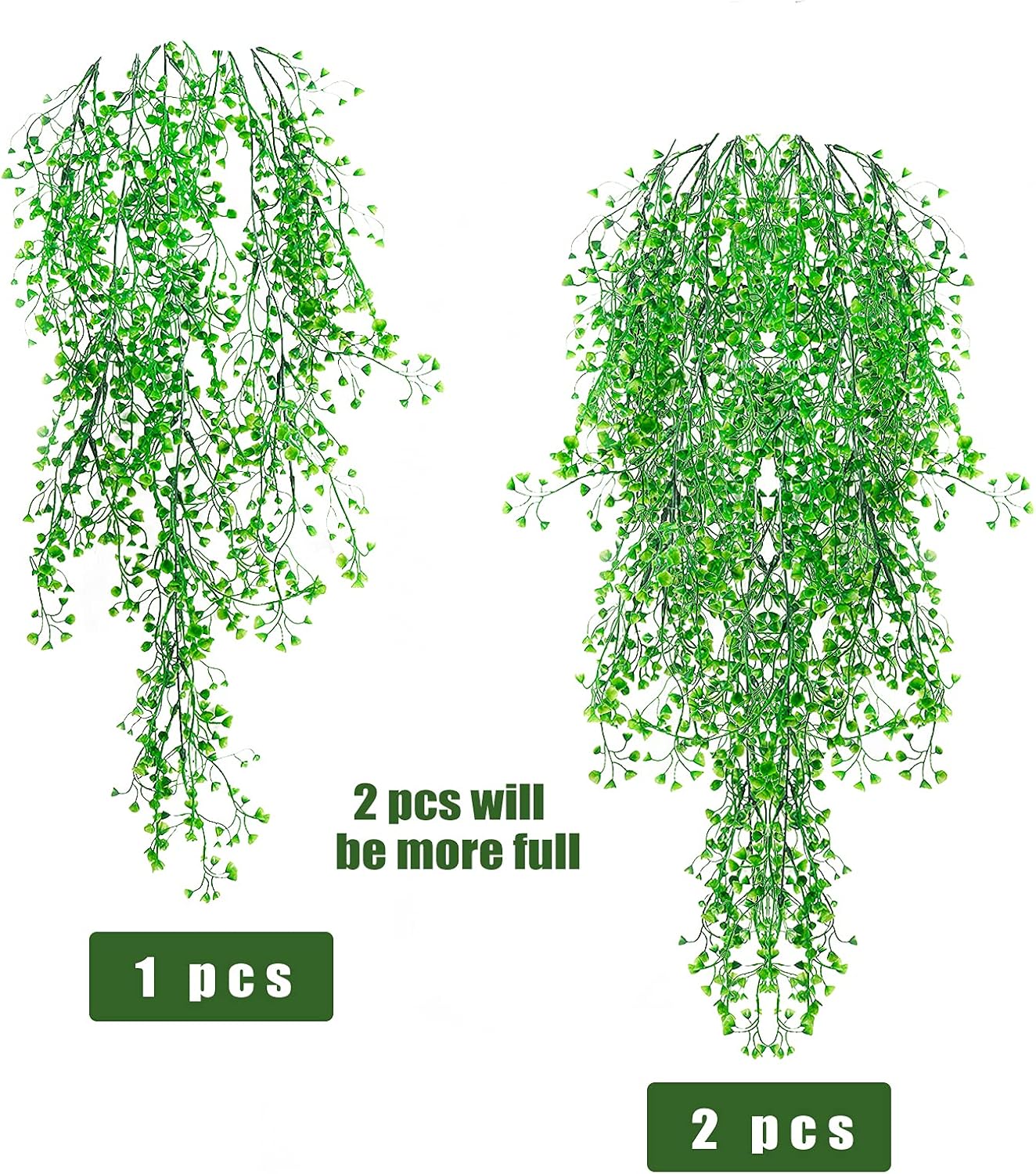RECUTMS Fake Hanging Plants Artificial Ferns for Outdoor Hanging Faux Plants Vine Ivy Faux Fern Hanging Vines Wall Plants for Home Garden Party Wedding Decor (White 4P)