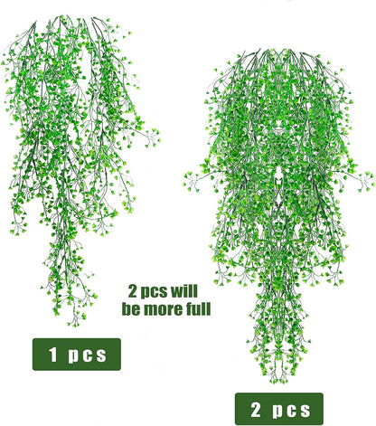 RECUTMS Fake Hanging Plants Artificial Ferns for Outdoor Hanging Faux Plants Vine Ivy Faux Fern Hanging Vines Wall Plants for Home Garden Party Wedding Decor (White 4P)