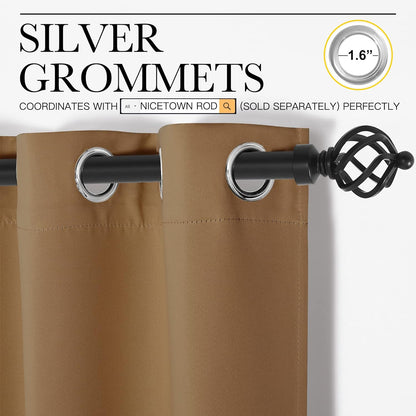 NICETOWN Halloween Pitch Black Solid Thermal Insulated Grommet Blackout Curtains/Drapes for Bedroom Window (2 Panels, 42 inches Wide by 63 inches Long, Black) - Colors A