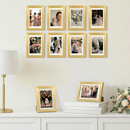 upsimples 5x7 Picture Frame Set of 10, Display Pictures 4x6 with Mat or 5x7 Without, Multi Photo Frames Collage for Wall or Tabletop Display, Black