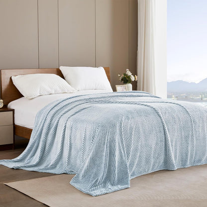 Exclusivo Mezcla Fleece Throw Blanket Extra Large, Super Soft and Warm Blankets for Couch, Sofa and Bed Waffle Textured, Cozy, Fuzzy and Lightweight (Slate Blue, 50x70 Inches)