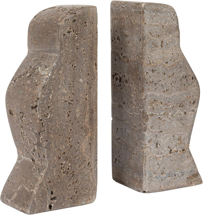Creative Co-Op Decorative Travertine Wave Bookends, Natural, Set of 2
