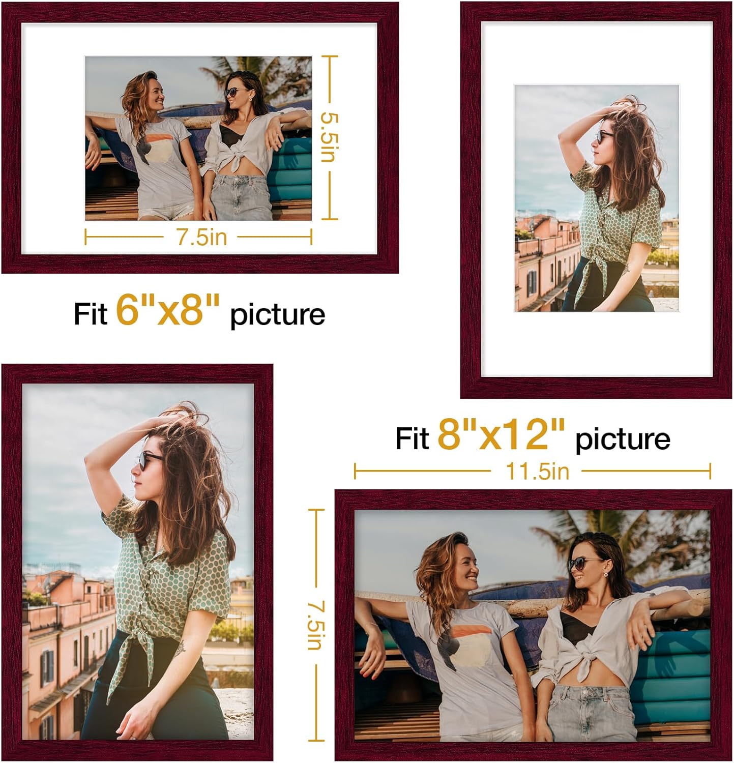 Vittanly 11x14 Picture Frame, Display Pictures 8x10 with Mat or 11x14 without Mat, Photo Frame for Wall Mounting, Black, 1 Pack - Colors B