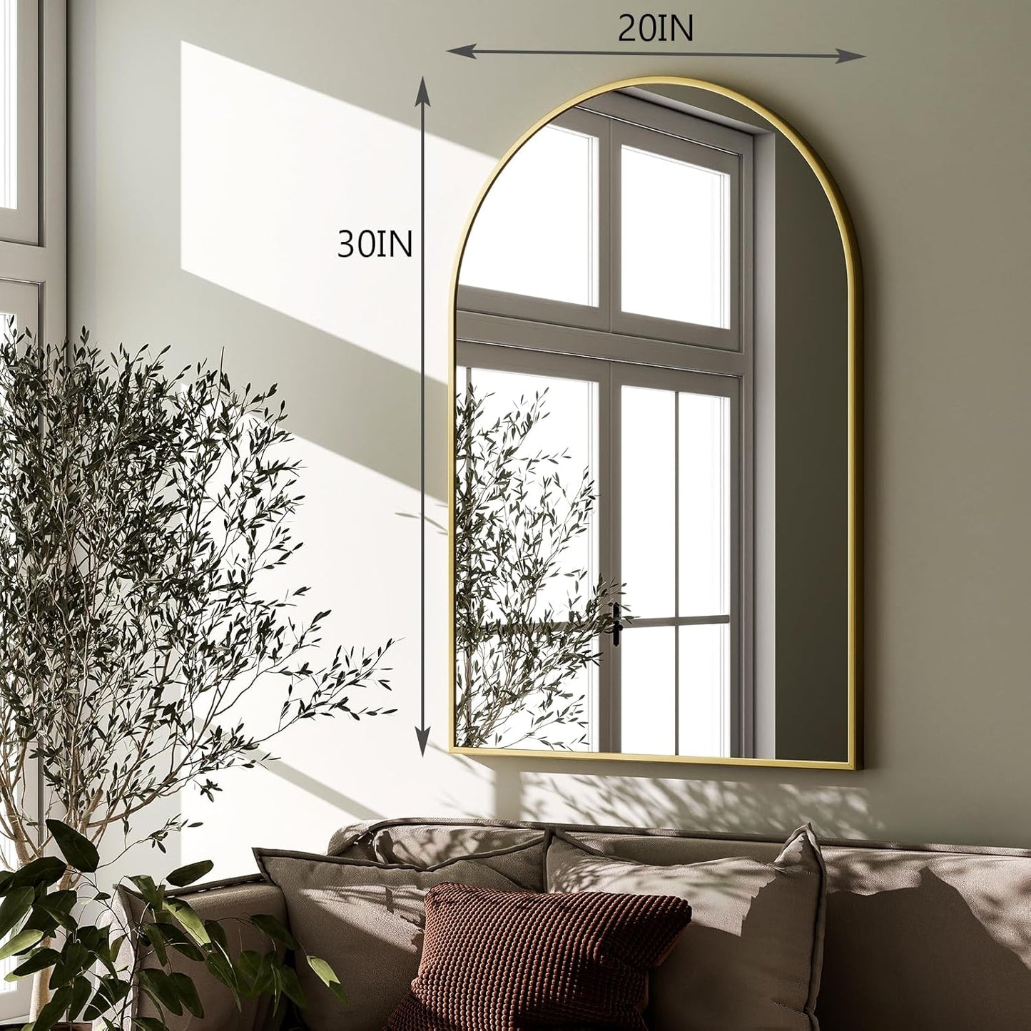 HARRITPURE Arched Wall Mirror 24"x36" – Black Metal Frame Vanity Mirrors for Bedroom, Entryway, Living Room Decor