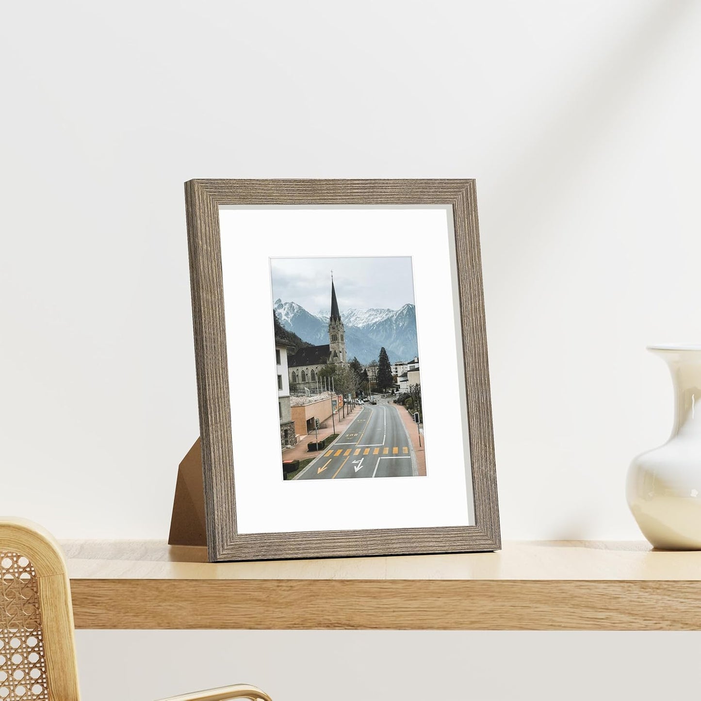 Vittanly 8x10 Picture Frames Set of 9, Shatter Resistant Plexiglass, Display 5x7 Pictures with Mat or 8x10 without Mat, Photo Frames for Wall or Tabletop, Engineered Wood, Black - Colors B