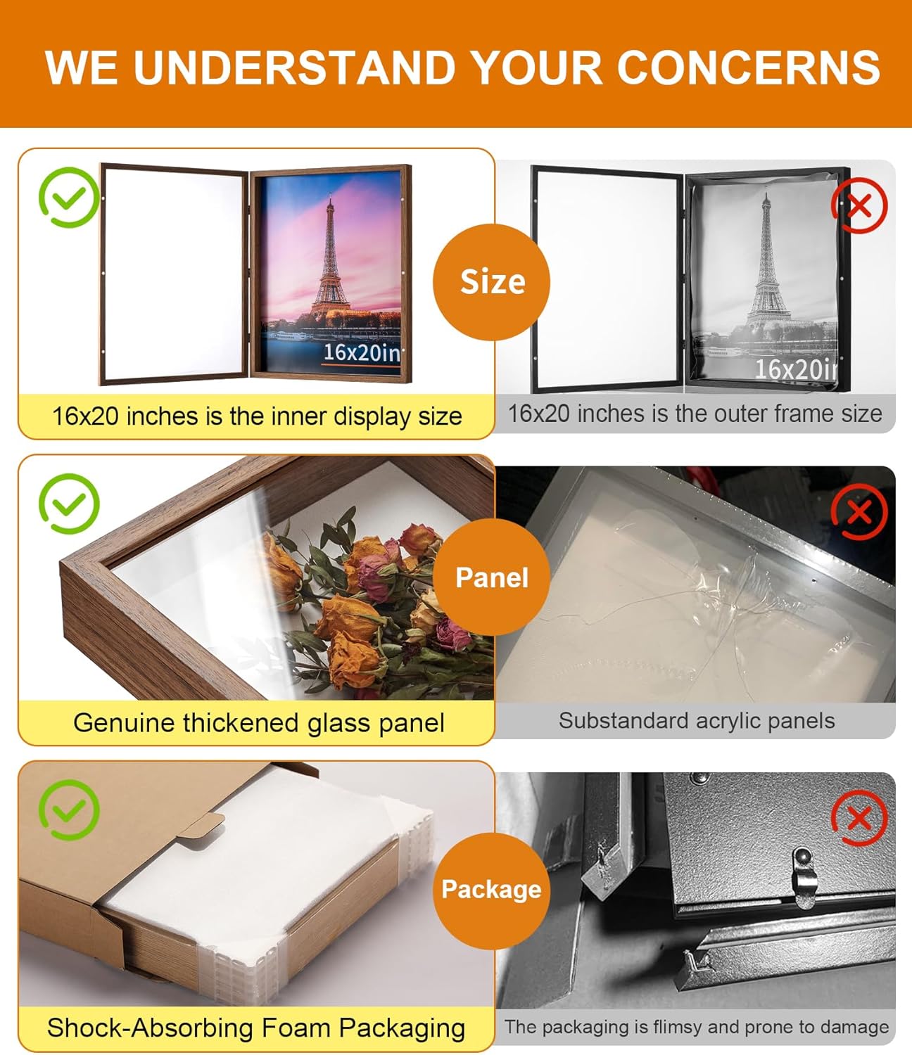 8x10 Deep Shadow Box Picture Frame Display Case with Linen Back and Stand,Real Glass Black Shadow Memory Box Frame 8x10 for Flower Baby Pet Wedding Photo Art Craft Memorial Wall Decor Gift