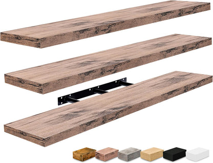Sorbus Floating Shelves for Wall - 48 Inch Long Bathroom Shelves, Wall Decor for Bedroom, Kitchen, Living Room & Book Storage - Mounted Floating Shelf with Invisible Brackets (Maple Wood, 2 Pack)