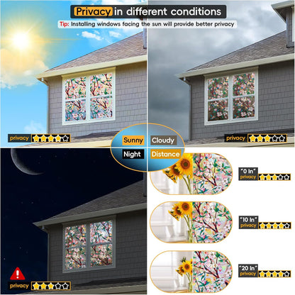 Dwersty Rainbow Window Privacy Film with Cutting Reference Line, 3D Decals Stained Glass Clings, Static Cling Sticker, Suncatcher Windows Cover Tint for Home, 17.5 Inch x 78.74 Inch