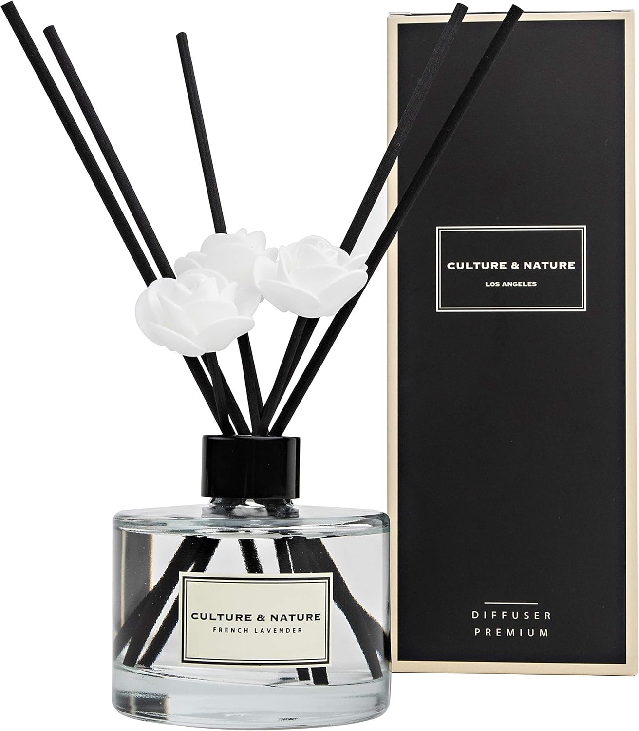 CULTURE & NATURE Reed Diffuser Set 4oz (120ml) Clean Cotton Scented Diffuser with Sticks Home Fragrance Reed Diffuser for Bathroom Shelf Decor