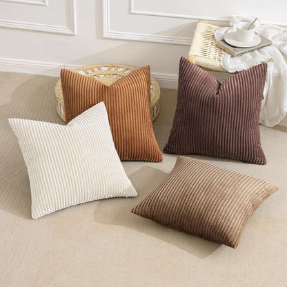 MIULEE Boho Farmhouse Sage Green Throw Pillow Covers 18x18 Inch Set of 4 Mordern Nordic Cushion Covers Soft Corduroy Spring Home Decor for Couch Bed Sofa Living Room Forest Green