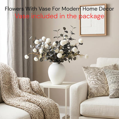 100pcs Artificial Flowers Arrangement With Vase Included, Dining Table Centerpiece Decorations, Fake Flowers in Vase, Dried Pampas Grass Floral Centerpieces, Coffee Table Decor, Centro de Mesa