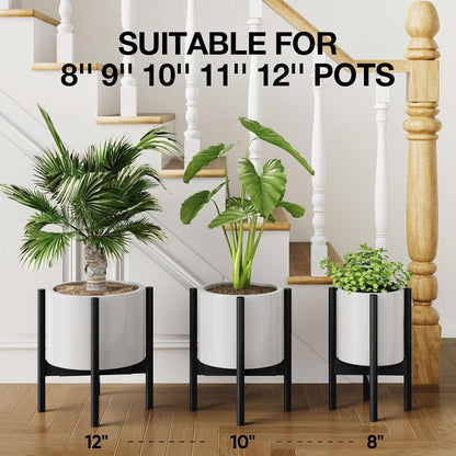 MUDEELA Plant Stand for Indoor Plants: Adjustable Width Fits 8–12 Inch Pots - Mid Century Modern Bamboo Plant Stand - 14.5 Inch Single Tier Small Floor Plant Holder, Dark Brown, 1 Pack (Without Pot)