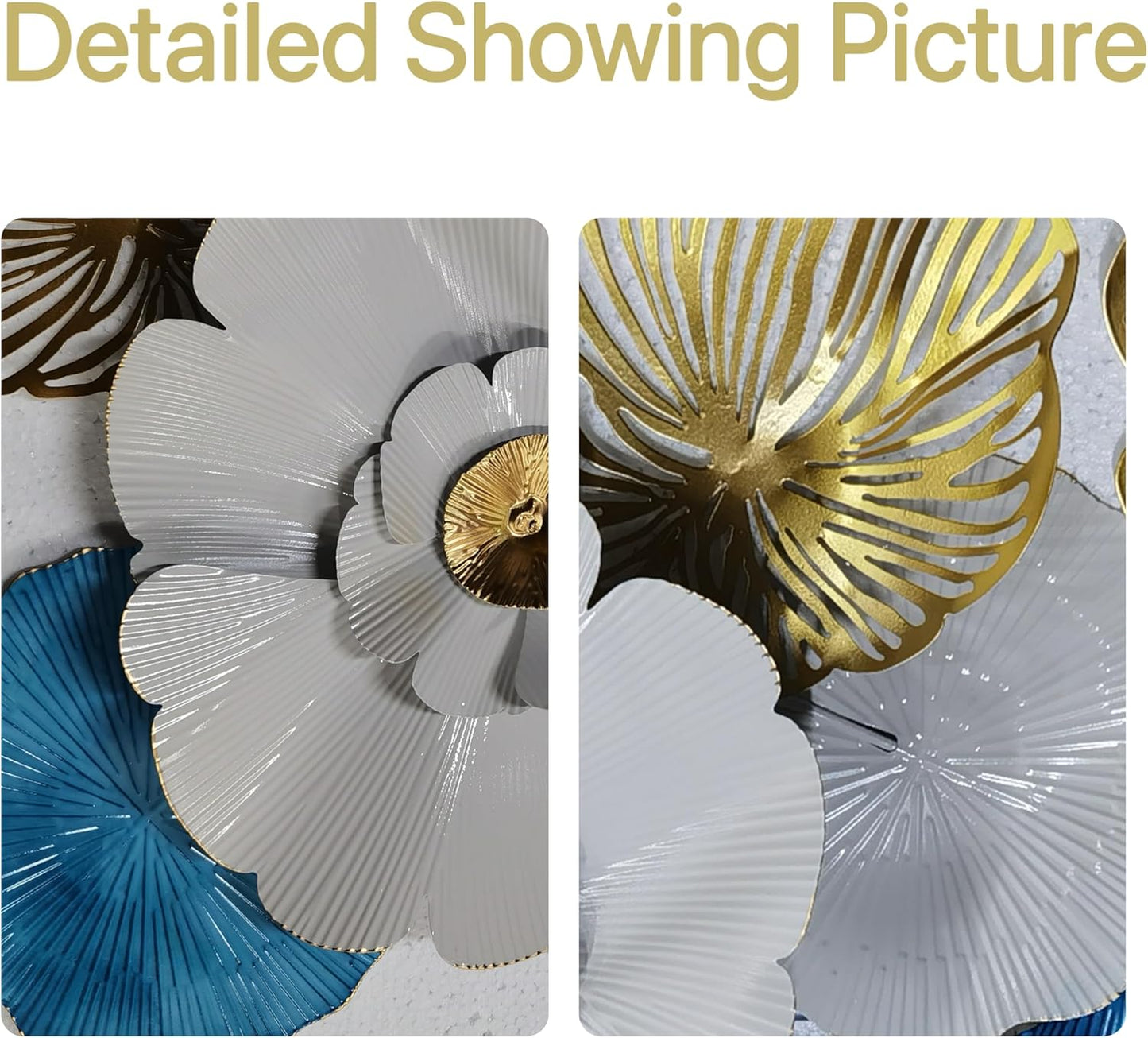 Roivikis Large Metal Wall Art Decor, 3D Abstract Lotus Leaves Wall Handcrafted Modern Decoration for Indoor Outdoor for Living Room, Bedroom, Entryway 52" x 24"