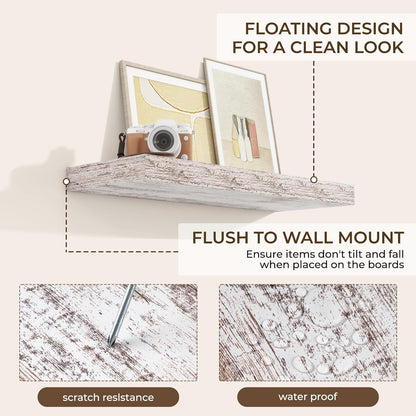 RICHFOCUS 72Inch Floating Shelves for Wall 2 Pack Shelves for Bedroom|Kitchen|Bathroom Wall Mounted Rustic Wood Floating Shelf with Invisible Brackets for Books|Storage|Decor, Rustic Brown