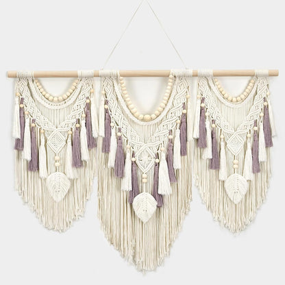 Tempospark Large Macrame Wall Hanging, 43" Wx32 L Boho Wall Hangings for Living Room Bedroom Nursery, Boho Chic Large Macrame Tapestry for Bedroom Wall Decor (Tassel)