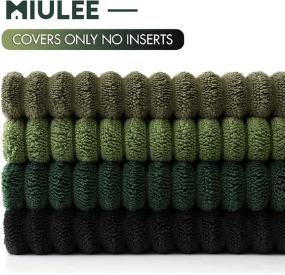 MIULEE Boho Farmhouse Sage Green Throw Pillow Covers 18x18 Inch Set of 4 Mordern Nordic Cushion Covers Soft Corduroy Spring Home Decor for Couch Bed Sofa Living Room Forest Green