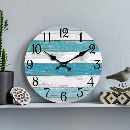 KECYET Wall Clock Battery Operated 8 Inch Silent Non Ticking Coastal Design Country Rustic Retro Decorative for Bathroom Kitchen Living Room Bedroom