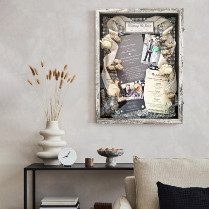 GraduatePro Shadow Box Frame 11x14 Display Case with Linen Back, Real Glass Window Door with Hinge, Picture Frame Wedding Bouquet Memorabilia Medals Photos Memory Box for Keepsakes, Carbonized Black